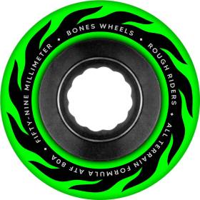 59mm 80a Bones ATF Rough Rider Eternal Flame Wheels - Green