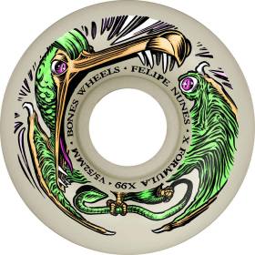 52mm 99a Bones X-Formula V5 Side-Cut Felipe Nunes Dino-Sortas Wheels - White