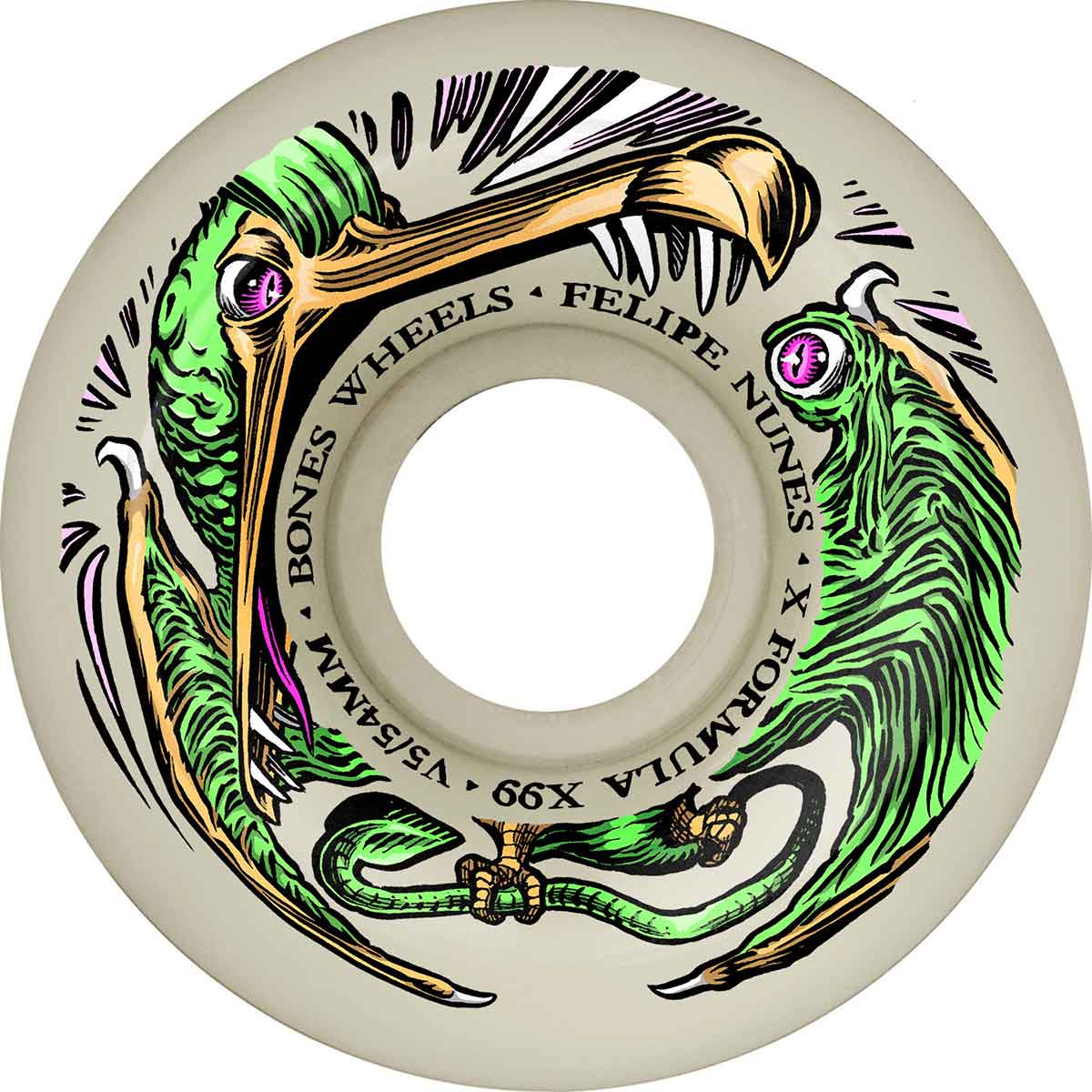 Bones X-Formula V5 Side-Cut Felipe Nunes Dino-Sortas Skateboard Wheels ...