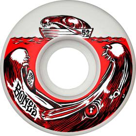 52mm 103a Bones STF V3 Slim Salmon Dinner Wheels - White/Red