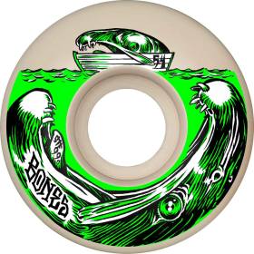 54mm 99a Bones STF V3 Slims Salmon Dinner Wheels - White/Green