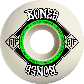 Bones STF V4 Wide Skateboard Wheels - White/Red 53mm 103a