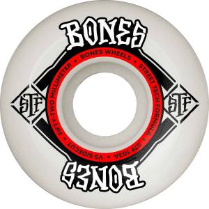 52mm 103a Bones STF V5 Sidecut Wheels - White/Red