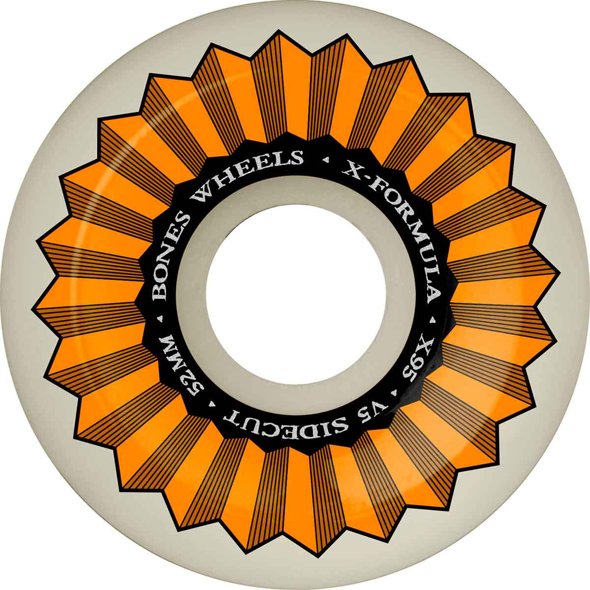 Bones X-Formula V5 Side-Cut Skateboard Wheels - White/Orange 52mm