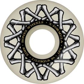 53mm 97a Bones X-Formula V6 Wide-Cut Wheels - White/Silver