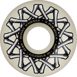 55mm 97a Bones X-Formula V6 Wide-Cut Wheels - White/SIlver