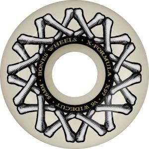 56mm 97a Bones X-Formula V6 Wide-Cut Wheels - White/SIlver