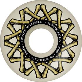 56mm 99a Bones X-Formula V6 Wide-Cut XF Wheels - White/Gold