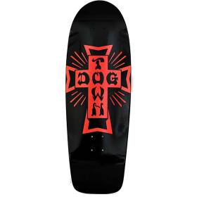 10x30.575 Dogtown Cross Logo 70s Rider Shaped  Deck - Gloss Black/Metallic Red Cross