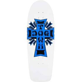 10x30.575 Dogtown Cross Logo 70s Rider Shaped Deck - Gloss White/Metallic Blue Cross