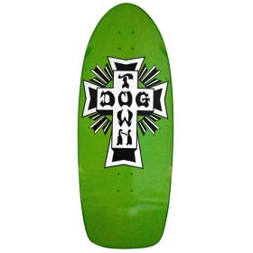 11.875x30.75 Dogtown Big Cross 70s Classic Deck - Gecko Green Flake/Metallic Cross