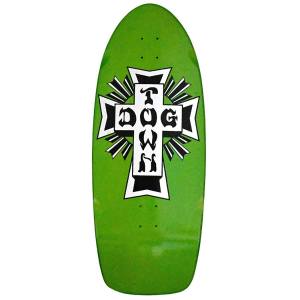 11.875x30.75 Dogtown Big Cross 70s Classic Deck - Gecko Green Flake/Metallic Cross