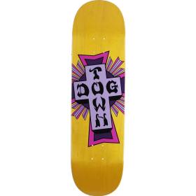 8.5x32.5 Dogtown Street Cross Logo Deck - Yellow Stain/Purple Cross