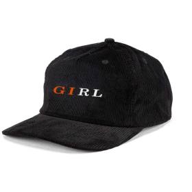 Girl Serif 5-Panel Corduroy Snapback Hat - Black
