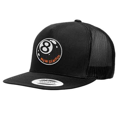 帽子 AAKAMLeather Mixed Logo Ball Cap (Black) New School 8 Ball Mesh Trucker Hat - Black | SoCal Skateshop