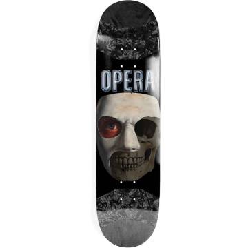 Opera Skull Mask Symmetrical EX7 Pop Slick Skateboard Deck - Black