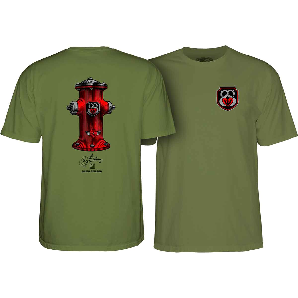 Powell Peralta Andy Anderson Hydrant T-Shirt - Military Green