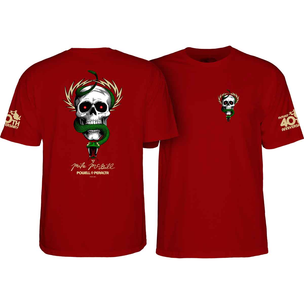 Powell Peralta Skateboards Mike McGill Skull & Snake 40th Anniversary T ...