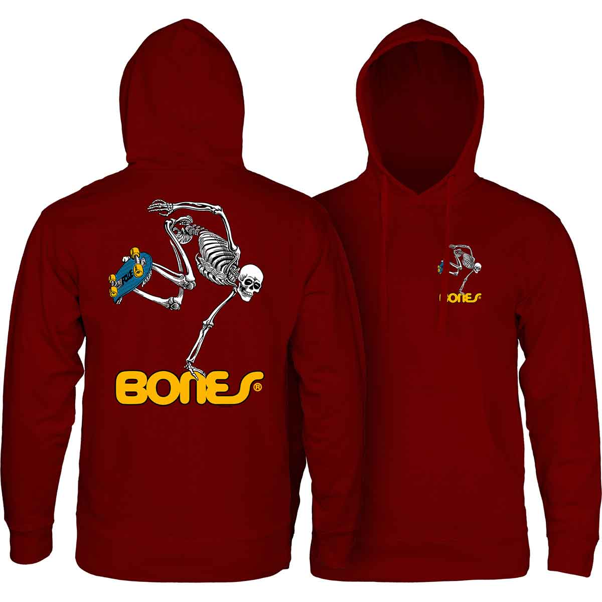 Powell Peralta Skateboarding Skeleton Pullover Hoodie - Maroon