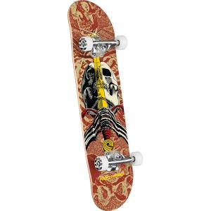 Powell Peralta Skull & Sword Birch Complete Skateboard - Khaki/Burgundy 7.5x28.65