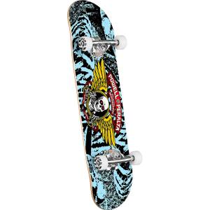 Powell Peralta Winged Ripper Birch Complete Skateboard - Black/Light Blue 7x28