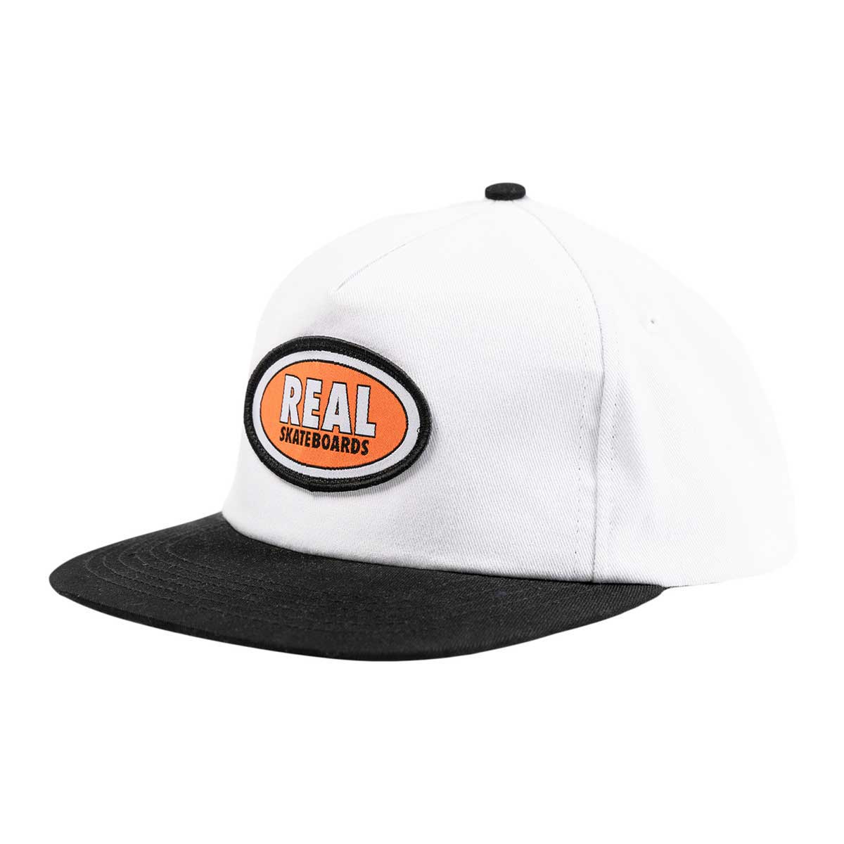 Real Oval Snapback Hat - White/Black/Red