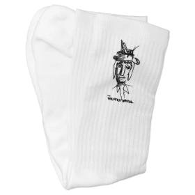 The Heated Wheel Grasshopper Guy Premium Socks - White