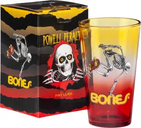 Powell Peralta Skateboard Skeleton Pint Glass - Yellow/Red Fade - PRE-ORDER