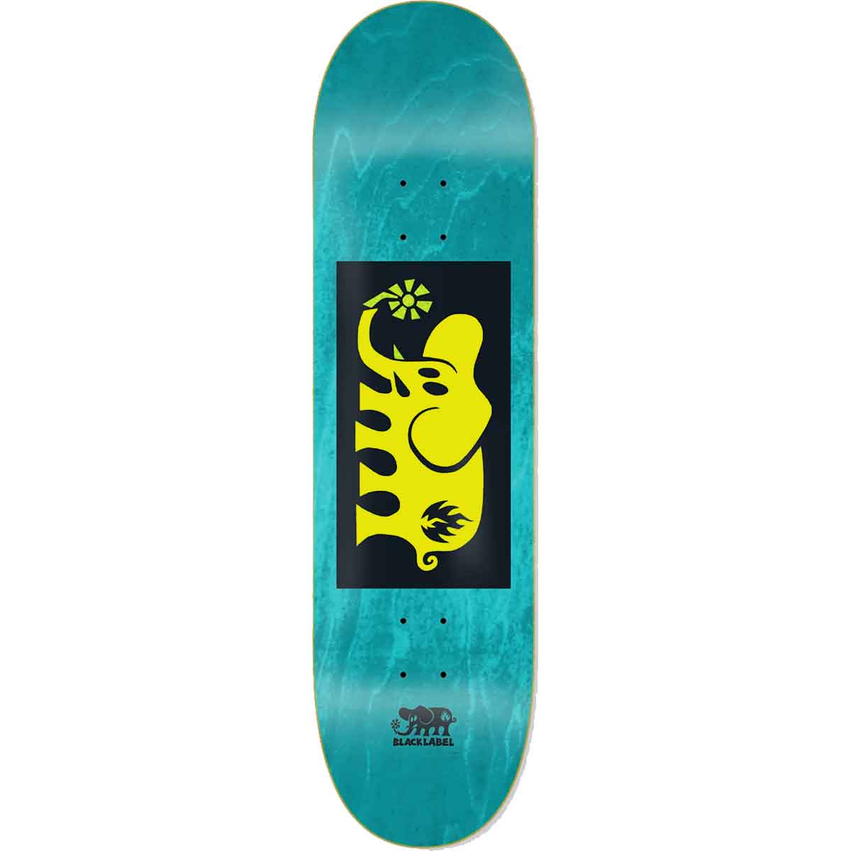 Black Label Elephant Block Yellow Skateboard Deck - Blue Stain 8.5
