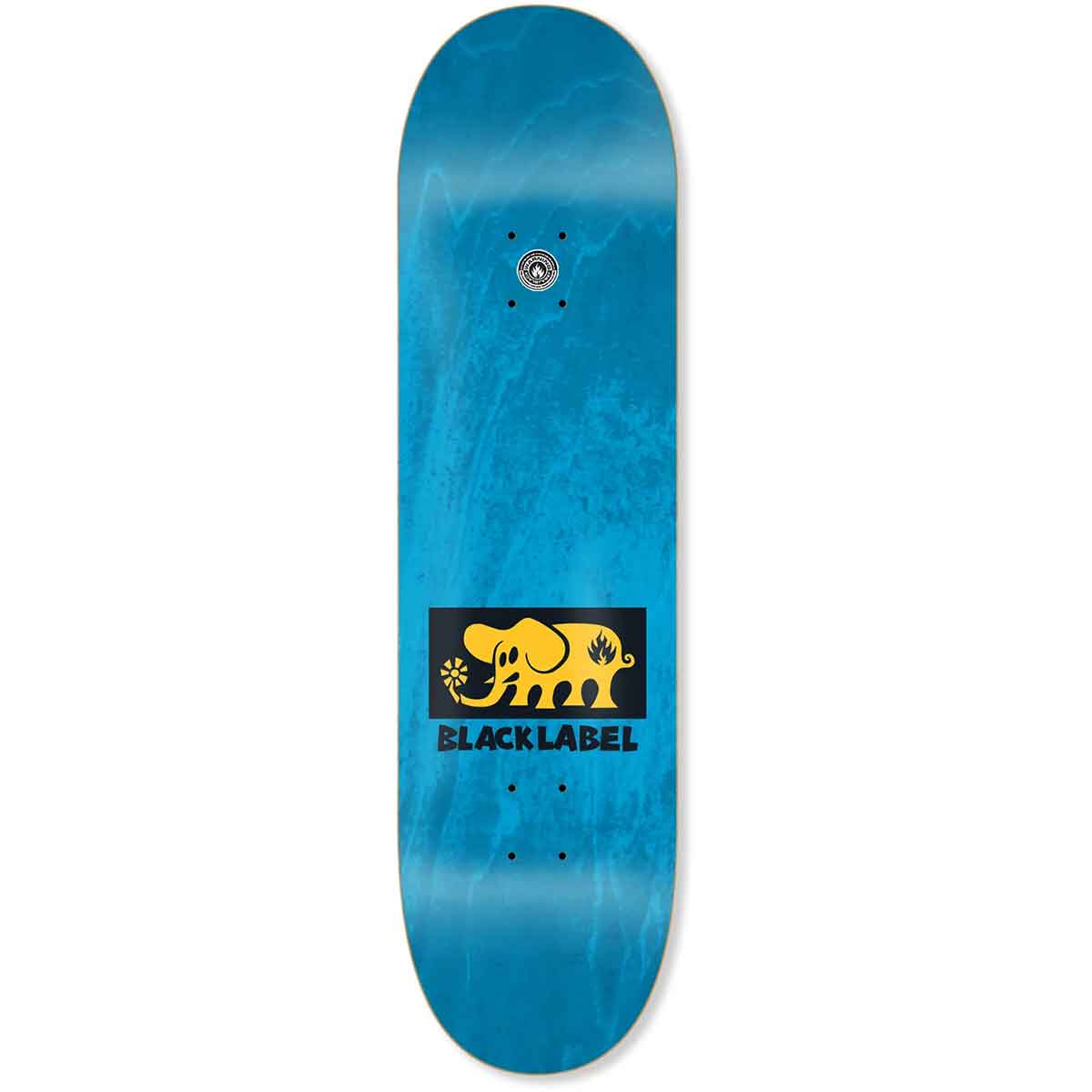 Black Label Elephant Block Yellow Skateboard Deck - Blue Stain 8.5