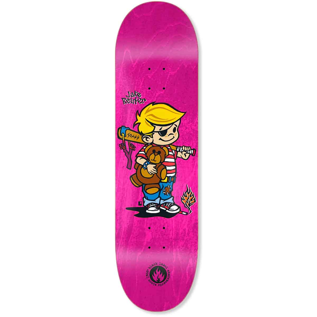 Black Label Jake Reuter Bad News Skateboard Deck - Pink Stain 8.5
