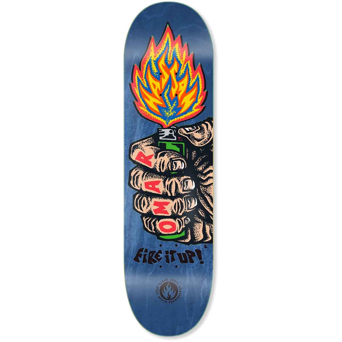 Black Label Omar Hassan Fire It Up Skateboard Deck - Blue Stain Black Label Omar Hassan Fire It Up Skateboard Deck - Blue Stain