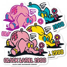 Black Label Pink Elephant Die-Cut Vinyl Sticker - Large  3.75" x 3.125" Assorted Colors