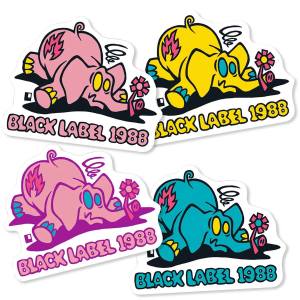 Black Label Pink Elephant Die-Cut Vinyl Sticker - Small Assorted Colors