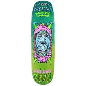 8.5x31.625 Blockhead Laban Switchface Modern Shaped Deck - Teal/Lime Bleed Stain