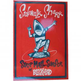 Blockhead Sidewalk Shark Sticker - Red 3.25" x 4"