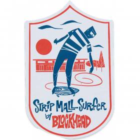 Blockhead Sidewalk Surfer Sticker - White 3.25" x 4"