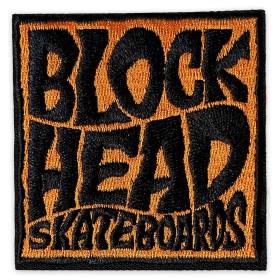 Blockhead Stacked Logo Iron-On Patch - 2.5" Orange