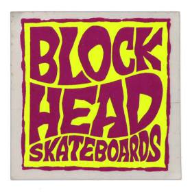 Blockhead Vintage Square Logo Sticker - 2.5" Purple/Yellow