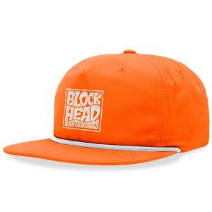 Blockhead Stacked Logo Unstructured Snapback Hat - Orange/White