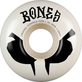 52mm 100a Bones 100s V4 Wide Original Formula Wheels - White