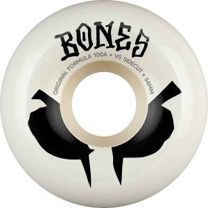 54mm 100a Bones 100s V5 Side-Cut Original Formula Wheels - White