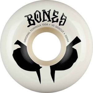 55mm 100a Bones 100s V5 Side-Cut Original Formula Wheels - White