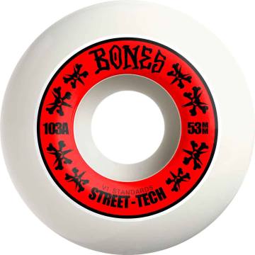 Bones STF Annuals V2 Skateboard Wheels - White/Red 53mm 103a