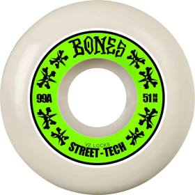51mm 99a Bones STF Annuals V2 Locks Wheels - White/Green