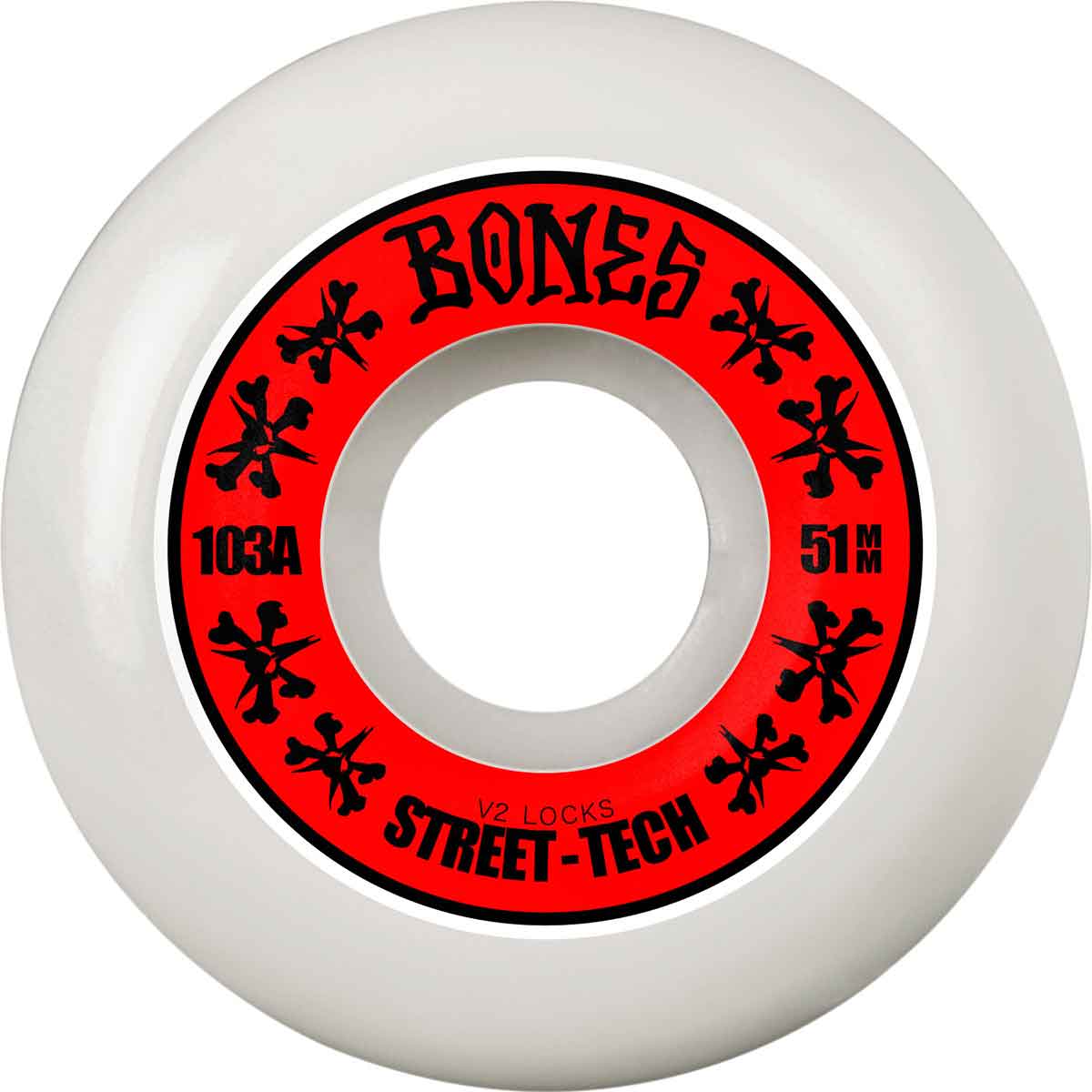 Bones STF Annuals V2 Locks Skateboard Wheels - White/Red 51mm 103a