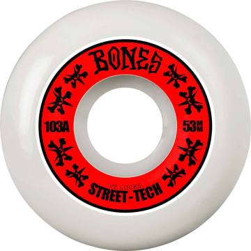 Bones STF Annuals V2 Skateboard Wheels - White/Red 53mm 103a