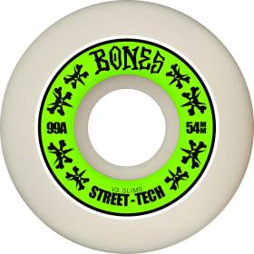 54mm 99a Bones STF Annuals V3 Slims Wheels - White/Green