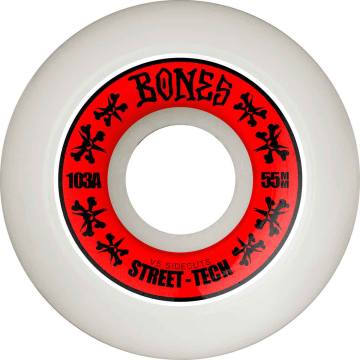 Bones STF Annuals V5 Sidecut Skateboard Wheels - White/Red 52mm