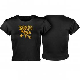Bones Wheels Vato Girls Crop T-Shirt - Black/Gold